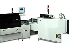 Automatic printing line for high quality printing, fine-line & fine-pitch on ceramic substrates.